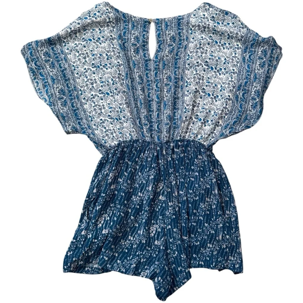 FREE PEOPLE Floral Printed Blue Arizona Romper